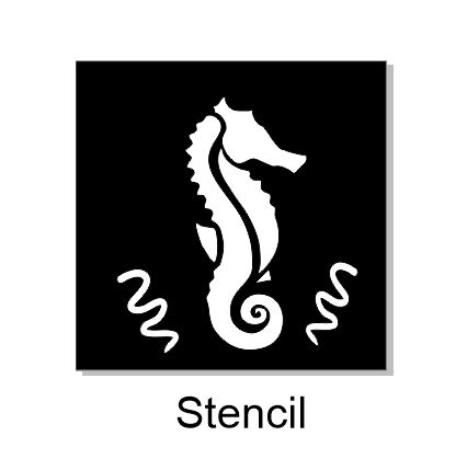 Seahorse stencil available in various sizes via drop down box mi